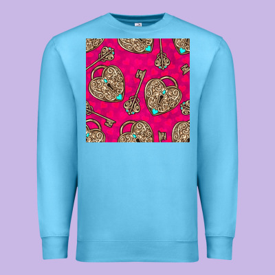 Valentines Day Lock And Key Seamless Pattern Premium Sweatshirt Designed By Bundleandbundleshop
