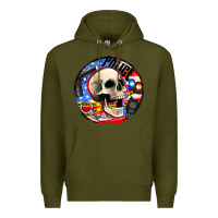 Army Green police skull and police equipment Premium Hoodie - AdoDesignShop