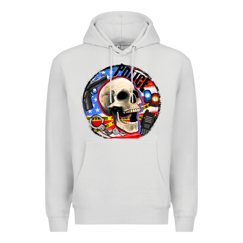 Police Skull And Police Equipment Premium Hoodie by AdoDesignShop | Teevron