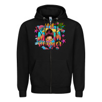 Black hot mom summer with messy bun Zipper Hoodie - texasbilliewilder