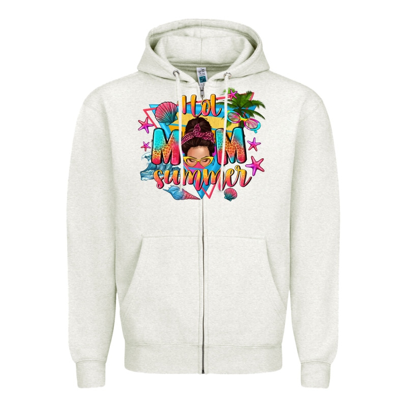 Hot Mom Summer With Messy Bun Zipper Hoodie by texasbilliewilder | Teevron