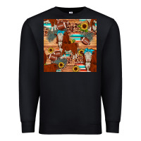 Black football hereford sunflower seamless pattern Premium Sweatshirt - JahusDesignShop