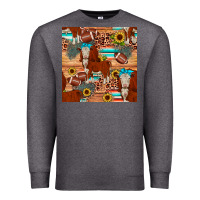 Charcoal Heather football hereford sunflower seamless pattern Premium Sweatshirt - JahusDesignShop