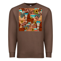 Chestnut football hereford sunflower seamless pattern Premium Sweatshirt - JahusDesignShop