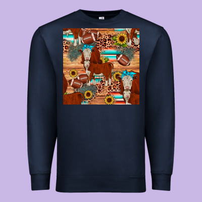Football Hereford Sunflower Seamless Pattern Premium Sweatshirt Designed By Jahusdesignshop