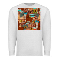 Oatmeal Heather football hereford sunflower seamless pattern Premium Sweatshirt - JahusDesignShop