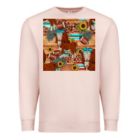 Pale Pink football hereford sunflower seamless pattern Premium Sweatshirt - JahusDesignShop