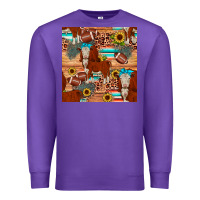 Purple football hereford sunflower seamless pattern Premium Sweatshirt - JahusDesignShop
