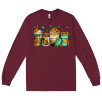 Burgundy sunflowers coffee cups Long Sleeve Tee - Zillion Design Studio