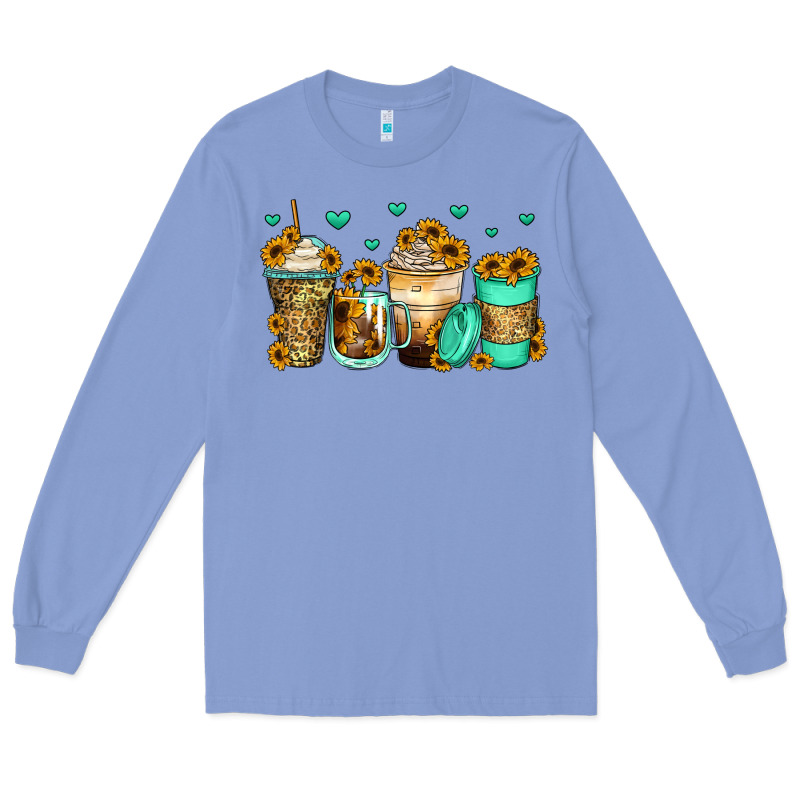 Sunflowers Coffee Cups Long Sleeve Tee by Zillion Design Studio | Teevron