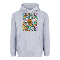 Heather Grey Chillin with my peeps Easter Heavyweight Hoodie - OliviaCreatesArt