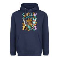 Navy Chillin with my peeps Easter Heavyweight Hoodie - OliviaCreatesArt
