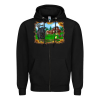 Black western barnyard black angus cattle longhorn rooster and chicks Zipper Hoodie - RanaPortraitStore