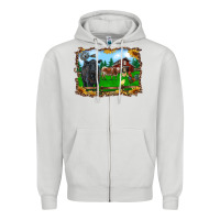 Dove Grey western barnyard black angus cattle longhorn rooster and chicks Zipper Hoodie - RanaPortraitStore
