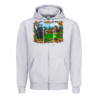 Heather Grey western barnyard black angus cattle longhorn rooster and chicks Zipper Hoodie - RanaPortraitStore