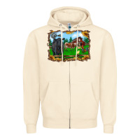 Sandshell western barnyard black angus cattle longhorn rooster and chicks Zipper Hoodie - RanaPortraitStore