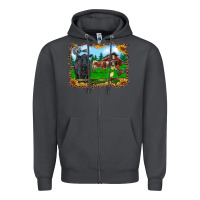 Smoke western barnyard black angus cattle longhorn rooster and chicks Zipper Hoodie - RanaPortraitStore