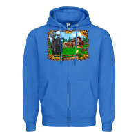 Western Barnyard Black Angus Cattle Longhorn Rooster And Chicks Zipper Hoodie | Teevron