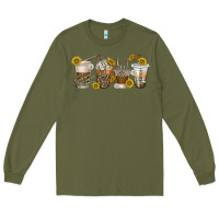 Army Green skeleton hands coffee cups Long Sleeve Tee - texasbilliewilder