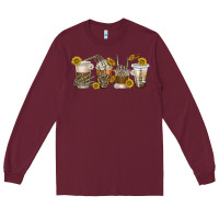 Burgundy skeleton hands coffee cups Long Sleeve Tee - texasbilliewilder