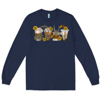Navy skeleton hands coffee cups Long Sleeve Tee - texasbilliewilder