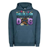 Pigment Midnight Navy hello i am obsessed with my dog Urban Hoodie - MaliasSmallBusiness