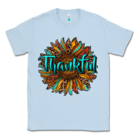 Dusty Blue thankful sunflower Classic Tee - RanaPortraitStore