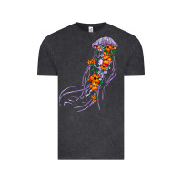 Vintage Black light purple jellyfish and floral Vintage Tee - BarkalooDesign