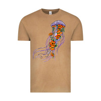 Light Purple Jellyfish And Floral Vintage Tee | Teevron