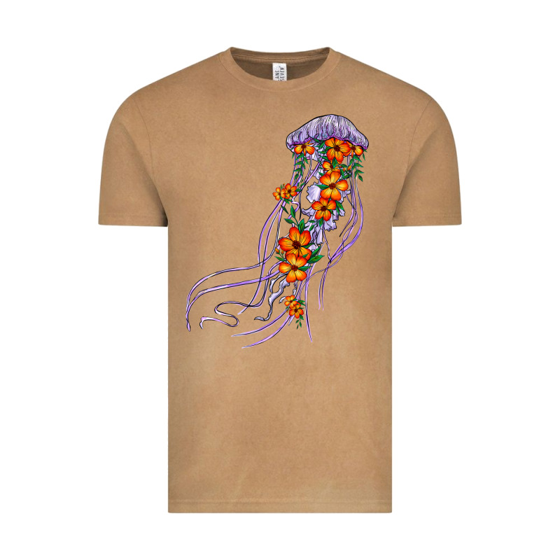 Light Purple Jellyfish And Floral Vintage Tee by BarkalooDesign | Teevron