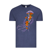 Vintage Denim light purple jellyfish and floral Vintage Tee - BarkalooDesign