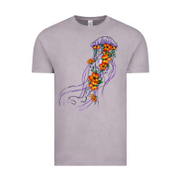 Vintage Zinc light purple jellyfish and floral Vintage Tee - BarkalooDesign