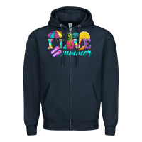 Navy i love summer Zipper Hoodie - texasbilliewilder