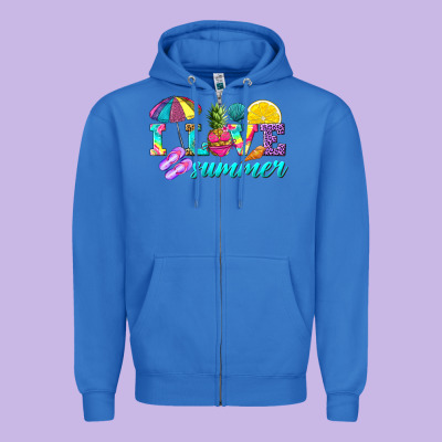 I Love Summer Zipper Hoodie Designed By Texasbilliewilder