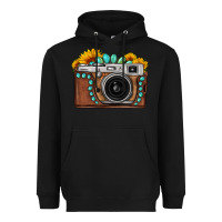 Black Sunflower Gemstone Vintage Camera Heavyweight Hoodie - FaDigitalArtStudio
