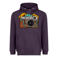 Plum Sunflower Gemstone Vintage Camera Heavyweight Hoodie - FaDigitalArtStudio