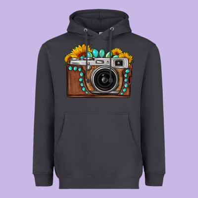 Sunflower Gemstone Vintage Camera Heavyweight Hoodie Designed By Fadigitalartstudio