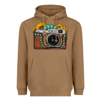 Toasted Coconut Sunflower Gemstone Vintage Camera Heavyweight Hoodie - FaDigitalArtStudio