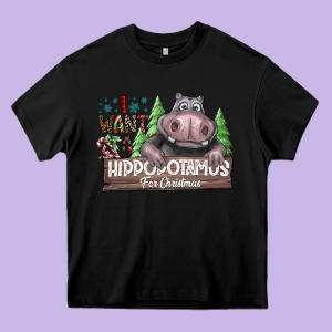 I Want A Hippopotamus For Christmas Heavy Core Tee Designed By Cowhidedigitalart