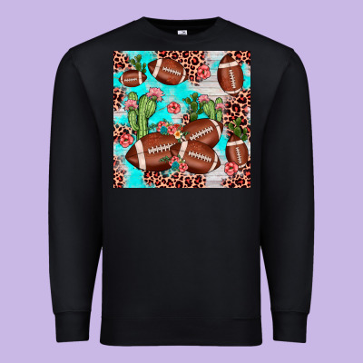 Football Leopard Cactus Seamless Pattern Premium Sweatshirt Designed By Jahusdesignshop