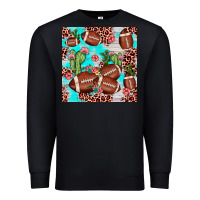 Black football leopard cactus seamless pattern Premium Sweatshirt - JahusDesignShop