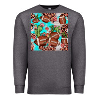 Charcoal Heather football leopard cactus seamless pattern Premium Sweatshirt - JahusDesignShop