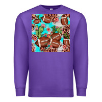 Purple football leopard cactus seamless pattern Premium Sweatshirt - JahusDesignShop