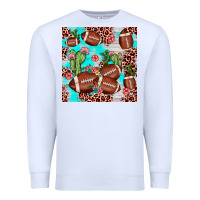 White football leopard cactus seamless pattern Premium Sweatshirt - JahusDesignShop