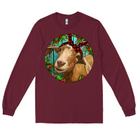 Burgundy Farm Goat Christmas Long Sleeve Tee - RanaPortraitStore