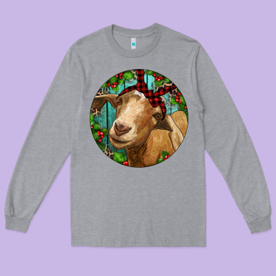 Farm Goat Christmas Long Sleeve Tee Designed By Ranaportraitstore