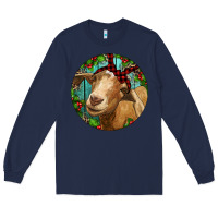 Navy Farm Goat Christmas Long Sleeve Tee - RanaPortraitStore