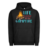 Pigment Black life is better by the campfire Urban Hoodie - MaliasSmallBusiness