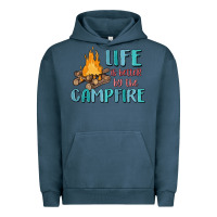 Pigment Midnight Navy life is better by the campfire Urban Hoodie - MaliasSmallBusiness