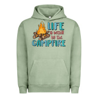 Pigment Oil Green life is better by the campfire Urban Hoodie - MaliasSmallBusiness